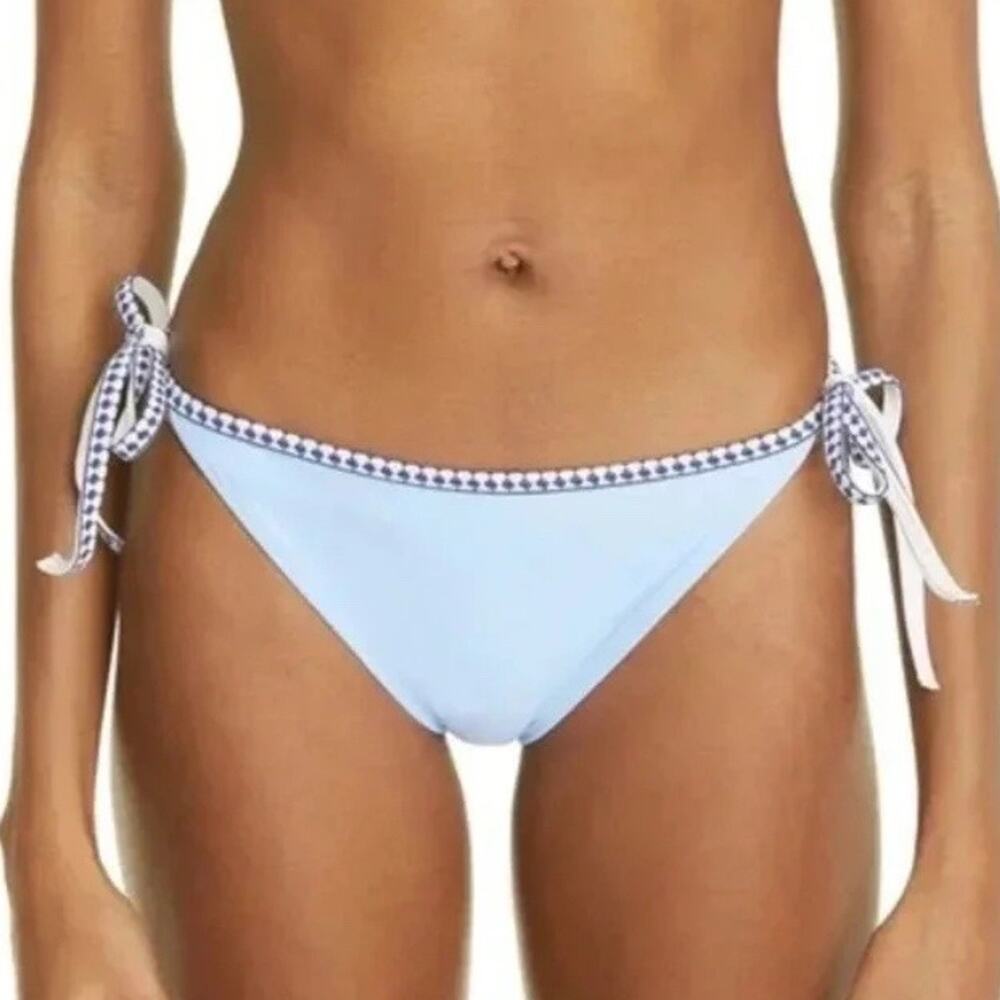 Lemlem Sky Blue Lena Diamond Jacquard String Bikini Bottoms Sz XS NWT